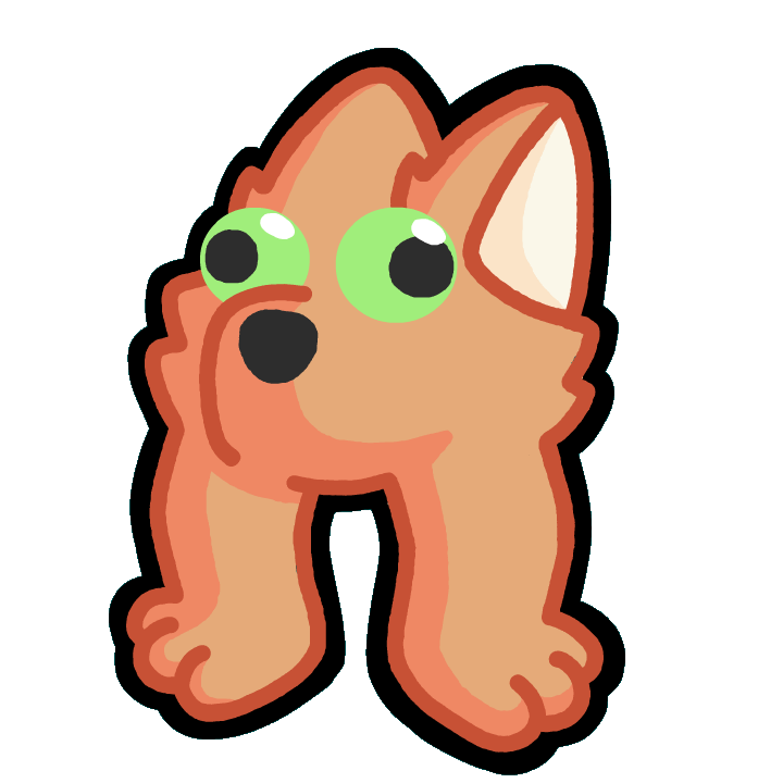 Little version of luh only being made of a head and legs and hes bouncing up and down.